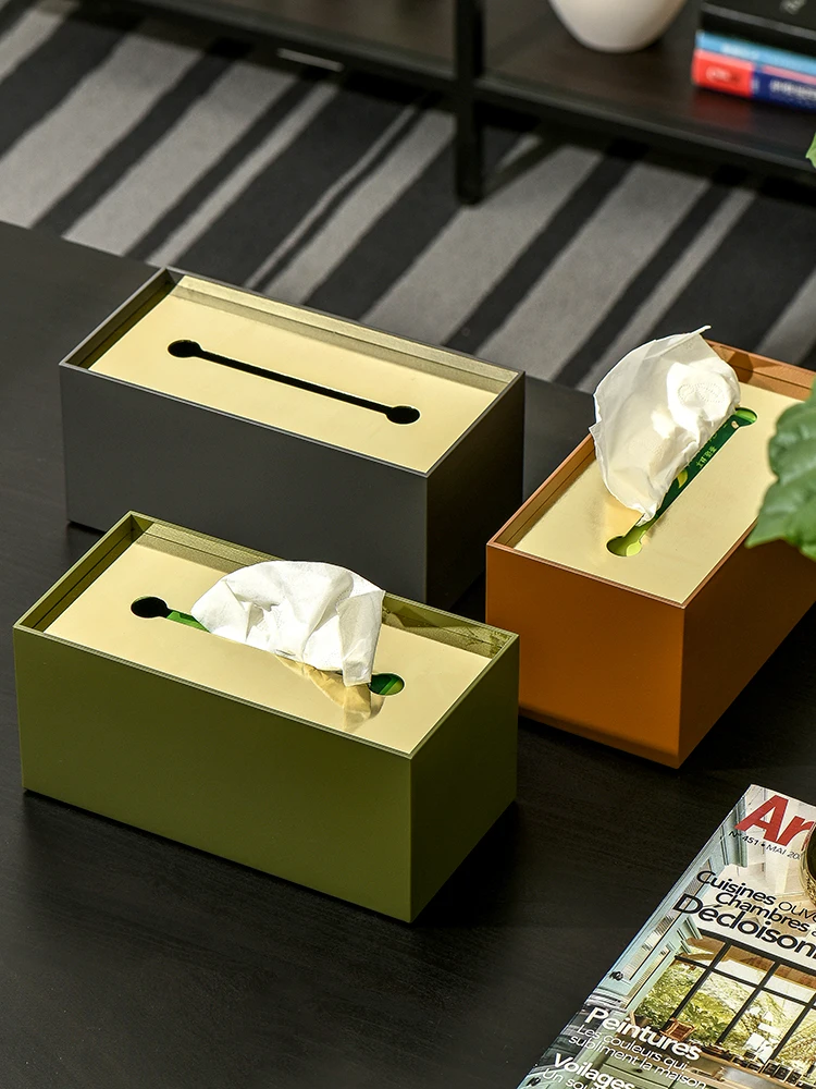 

High-grade Metal Tissue Box Creative Rectangular Napkin Storage Living Room Desktop Tissue Box Modern Home Ornaments Accessories