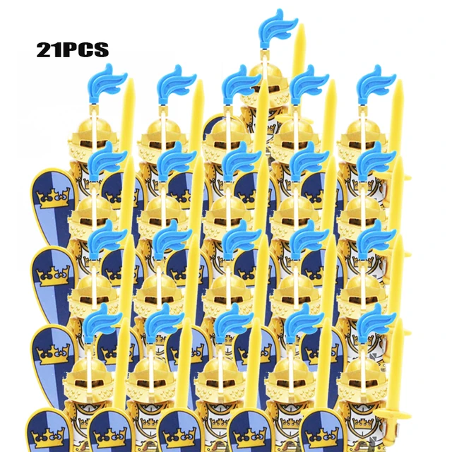 Oeny 21 Stuks/set Castle Royal King's Knight Rome Spartacus Medieval Age Soldiers Red Lion Figure Compatible Building Blocks 3