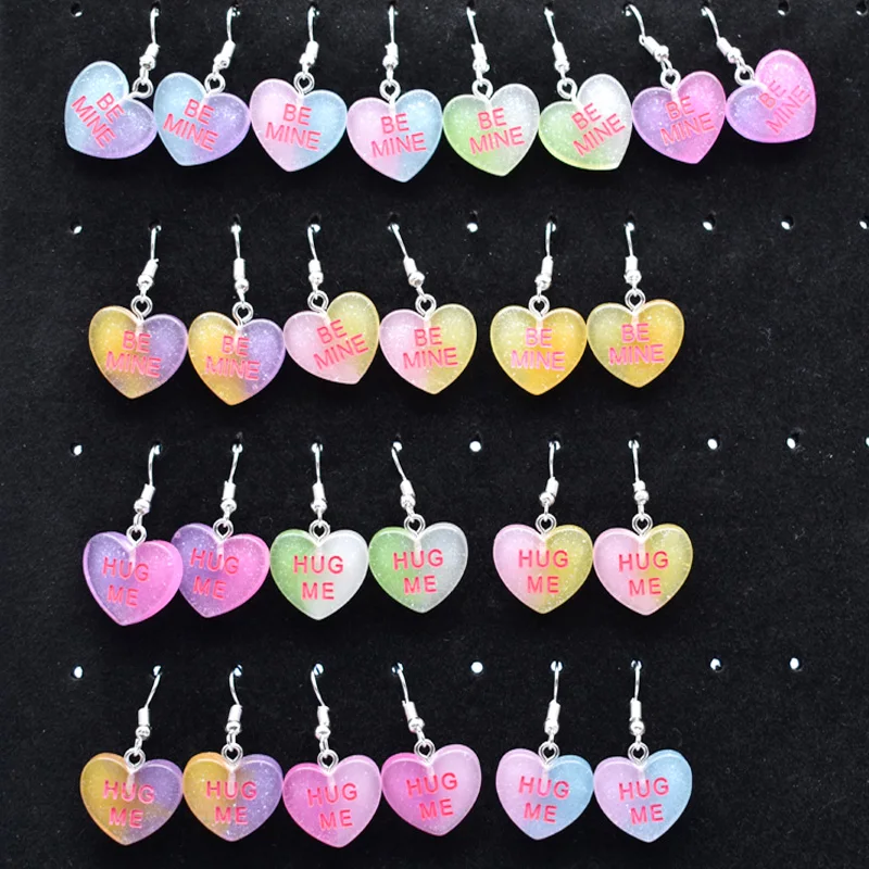 

Earring For Women Resin Handmade Letter BE MINE And HUG ME Love Drop Earrings Funny Gift