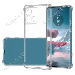 Shockproof Silicone TPU Phone Case with Back Ring Holder Bracket - Soft and Durable Protection for Edge 30 Fusion (TPU Case Clear)