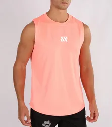 Men's Athletic Mesh Sleeveless Workout Tank Top - Asian Size XXXL (Pink)
