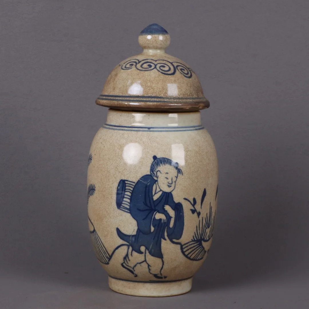 

Blue And White Porcelain Character Story Pattern Small General Jar Ornament