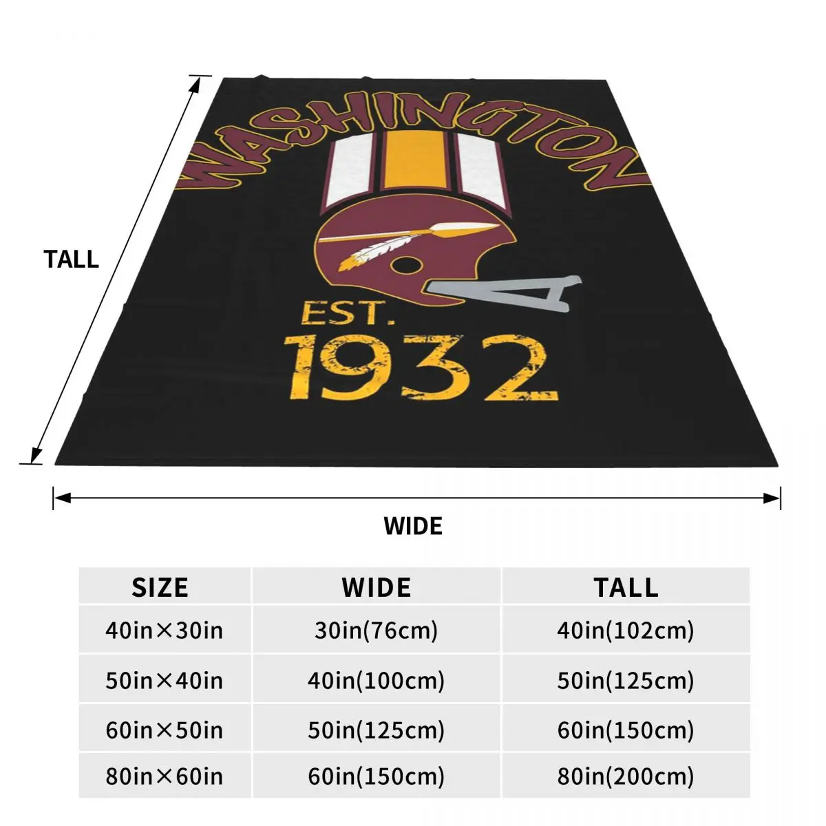 Washington Pro Football Savage Helmet 1932 Apparel Washington Commanders Blankets Flannel Throw Blanket Sofa Throws Bedspread 3