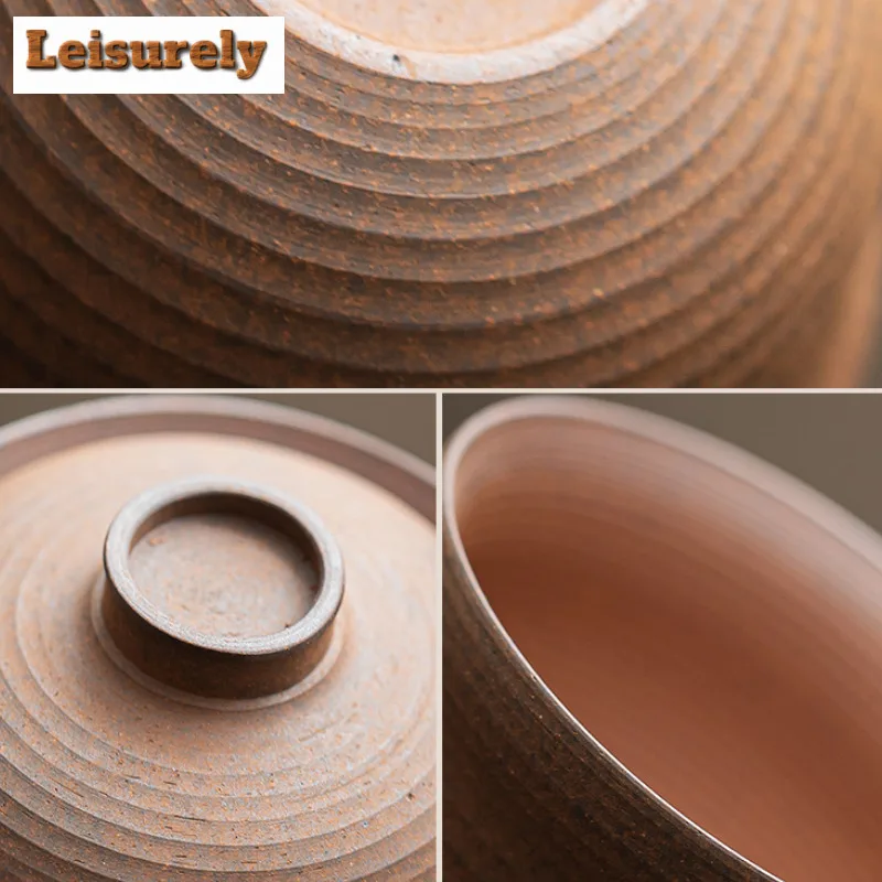 100ml Old Rock Clay Waist Gaiwan Luxury Tea Tureen Tea Bowl With Lid Kit Tea Brewing Cover Bowl Chinese Tea Set Decoration Craft
