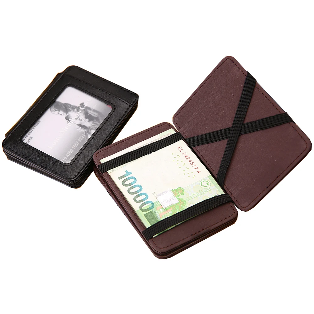 Portable Tri-fold Magic Wallet For Men Small Purse Credit Card Holder Mini Money Bag PU Leather Cash Clip 3