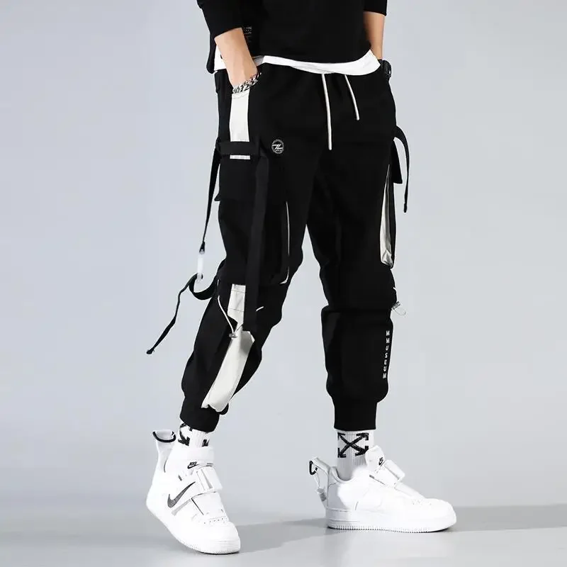 Trendy Brand Men's Pure Cotton Cargo Pants Loose-Fit White Casual Pants Autumn Versatile Comfortable Men's Trousers