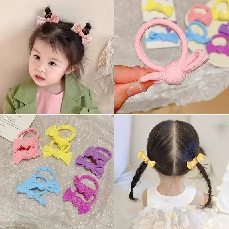 5 teile/satz Stoff Bogen Haar gummis Gummibänder für Mädchen Sommer einfache süße Haars eile Gummi Haar gummis neue Kopf bedeckung Haarschmuck