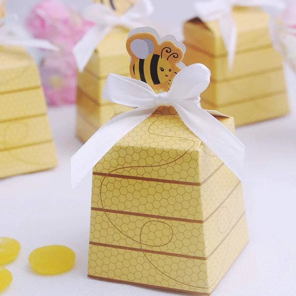 25PCS Paper Beehive-Shaped Gift Boxes with Ribbons, Fun Bee Party Favor Packaging for W... - SKU GBR01131 - UGI Packaging