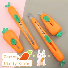 

Cute Mini Pocket Carrot Utility Knife Craft Wrapping Box Paper Envelope Cutter Letter Opener Student DIY Handmade Art Supplies