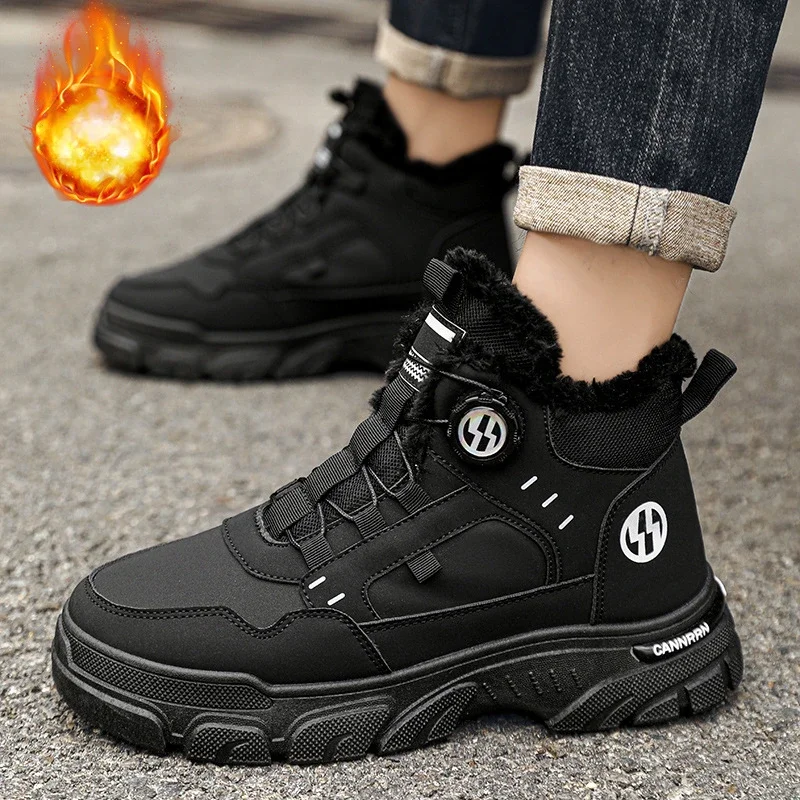 Casual Sneakers Autumn Men's Breathable Workwear Shoes Trendy Thick Soled Anti Slip White Skateboard Ankle Boots