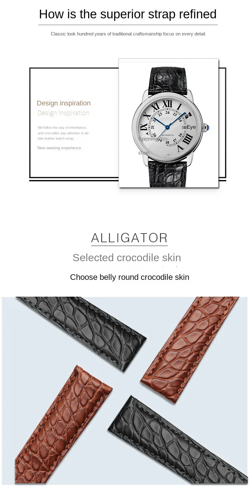 Schwarz Braun Blau Armband für Cartier Krokodilarmband Echtleder Tank Solo Key London Calibo Herrenarmband 20 22 23 24 25 – Detail 5