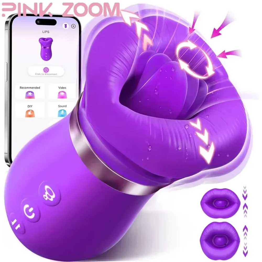 Sucking Clitoris Oral Sucking Vibrator for Women Nipple Stimulator Tongue Licking App Control 360&deg;Rotation Masturbator Sex Toys