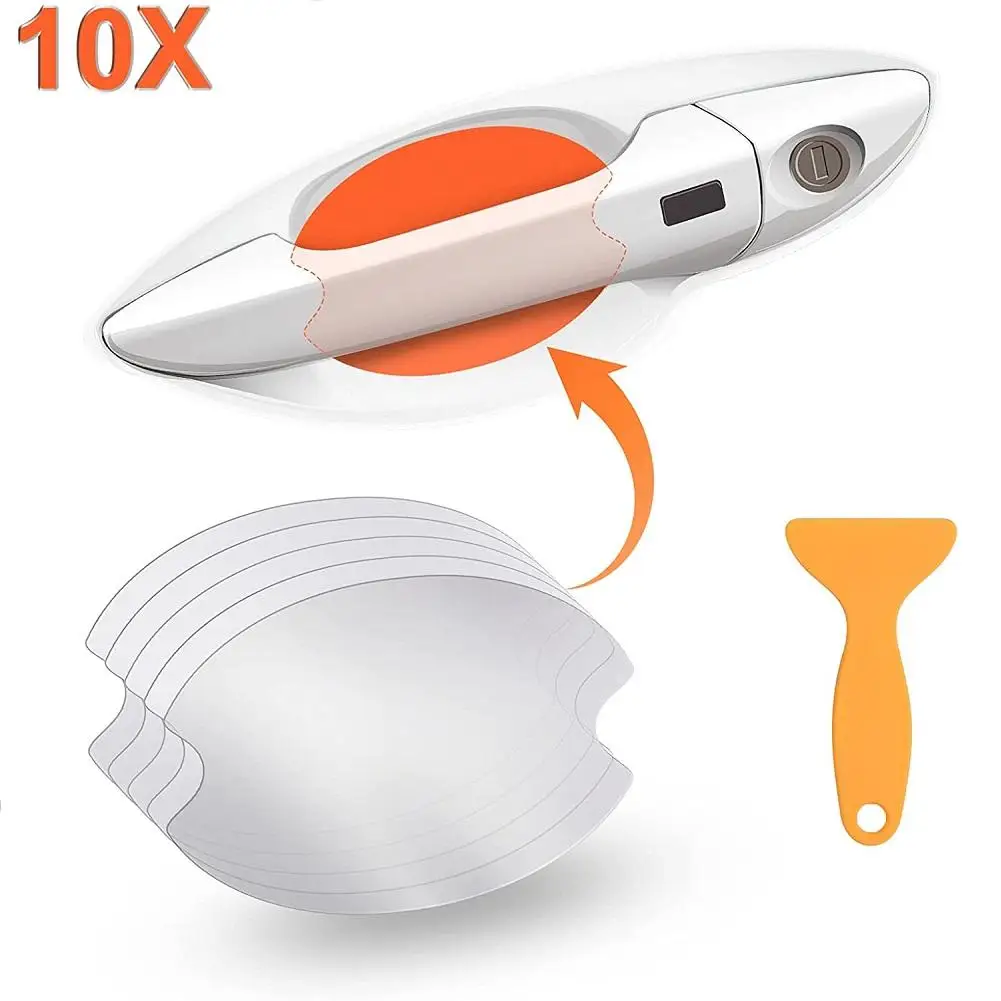 

Car Door Handle Protective Film Transparent Door Handle Sticker Door Scratch Sticker Self-adhesive Paint Protecter With Scraper