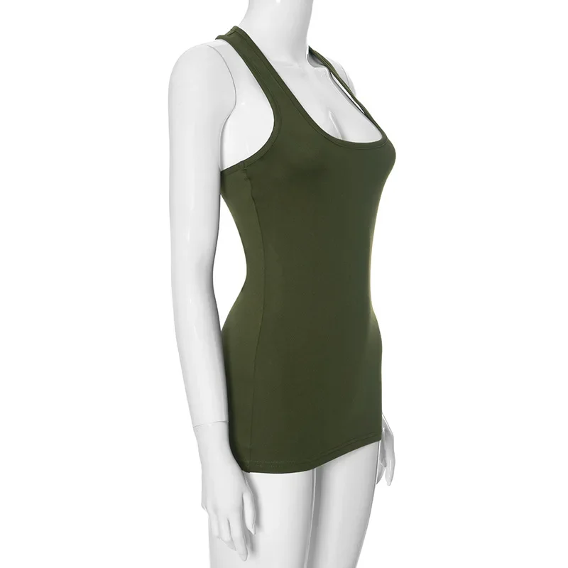 Tirantes ajustados sexys, ropa de calle atrevida, Y2k, moda informal, cuello en U, camiseta sin mangas para mujer, color sólido de verano, nueva camiseta Y2k