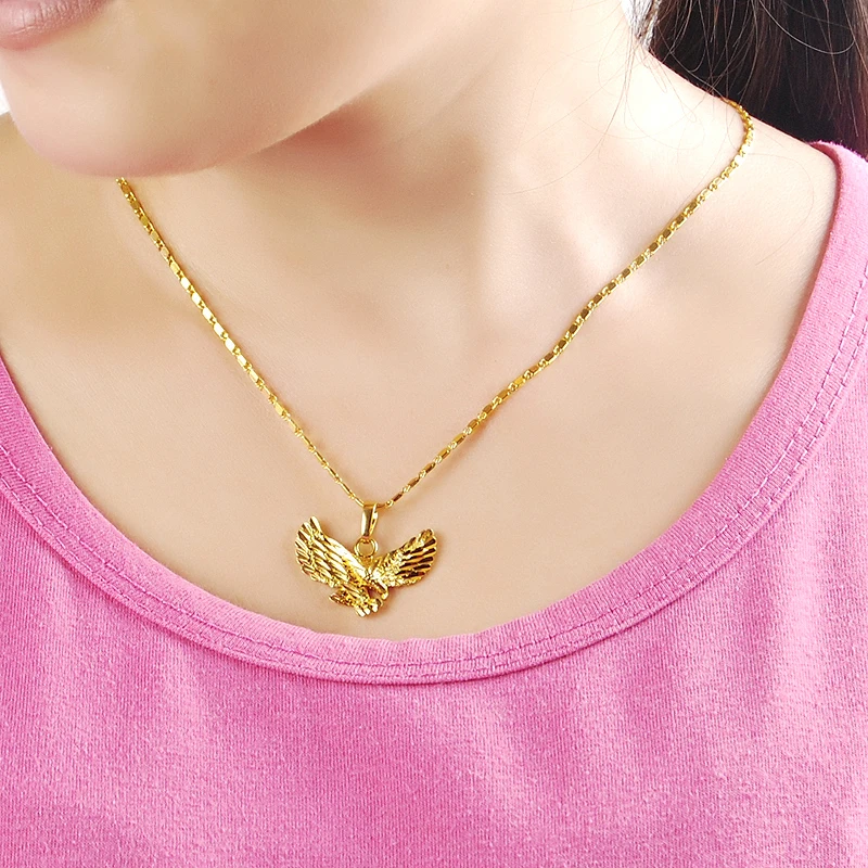 Korean Golden Eagle Necklace 24K Gold Plated Necklace Men's