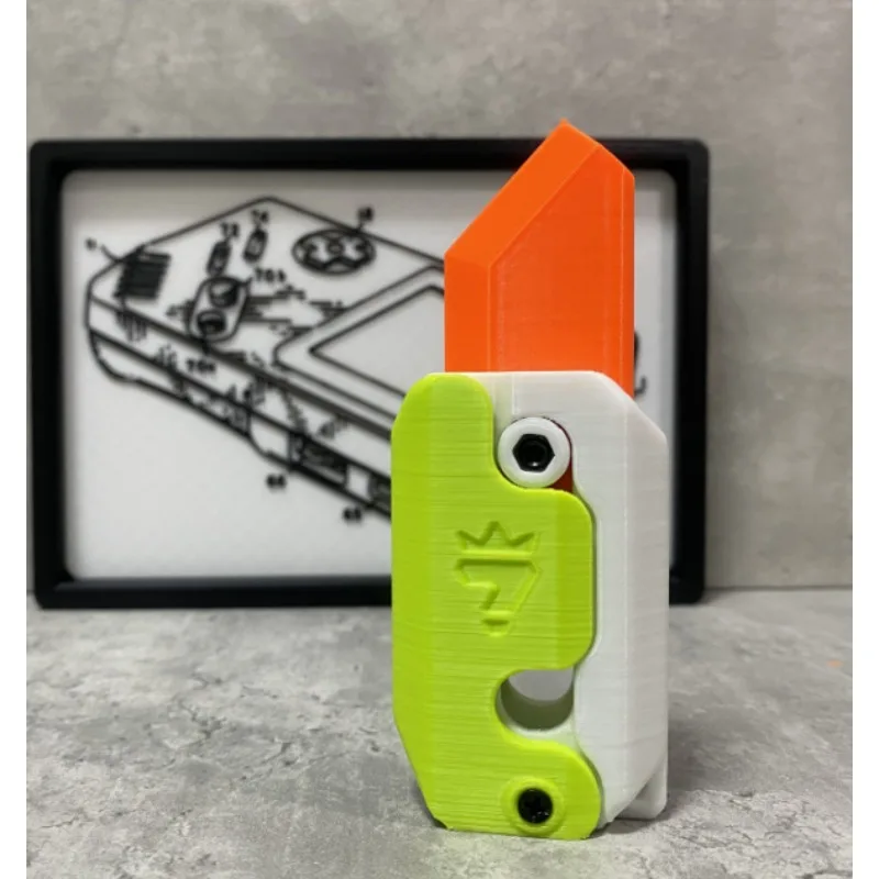 Stampa 3D Gravity Knife Cub Jumping Small ravanello Knife Mini Model Pendant Push Card Decompression Toy Mini Butterfly Knife