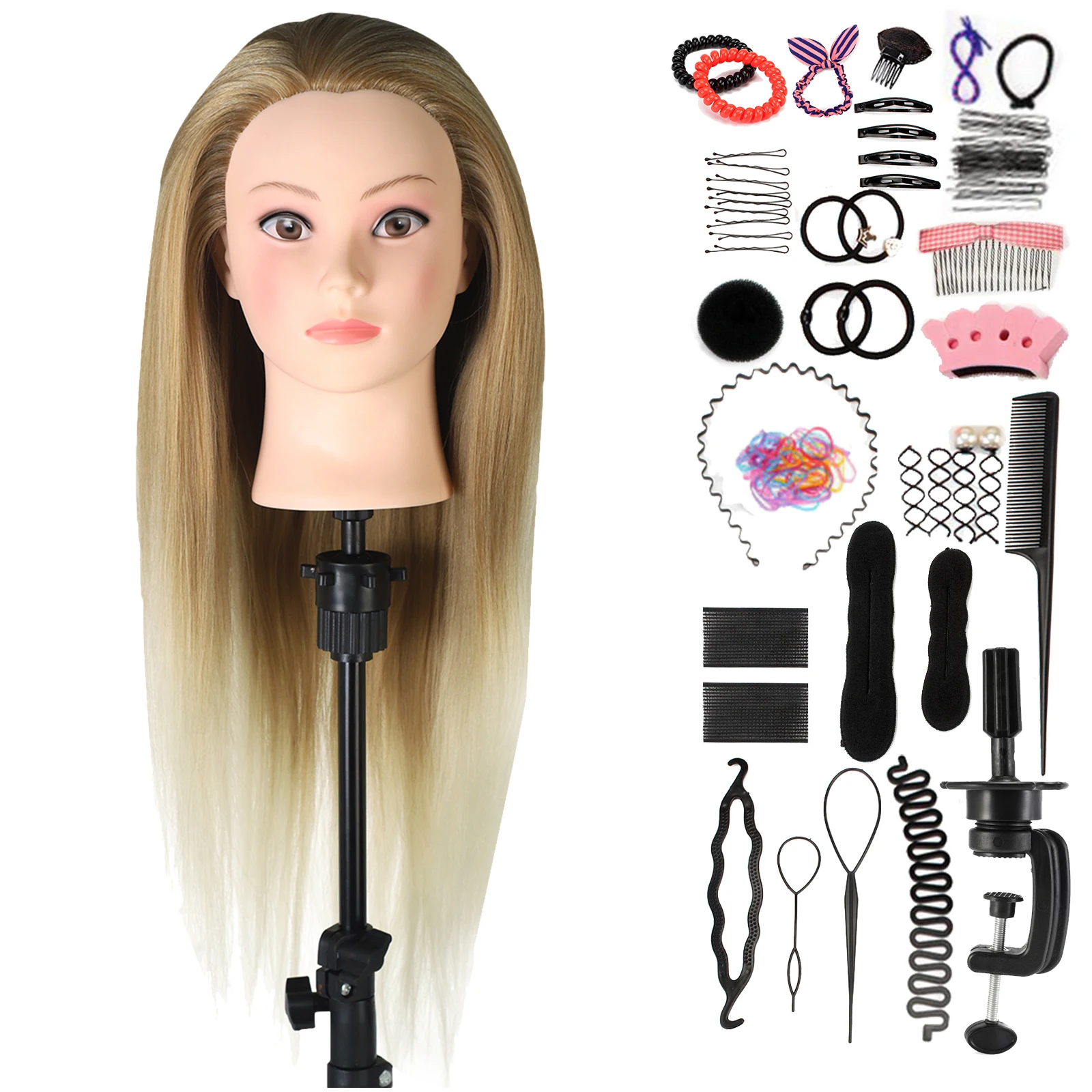 

Cosmetology Mannequin Head With 66cm Long Thick Synthetic Hair Gradient Colors Salon Hairstyles Professional Trainging Doll