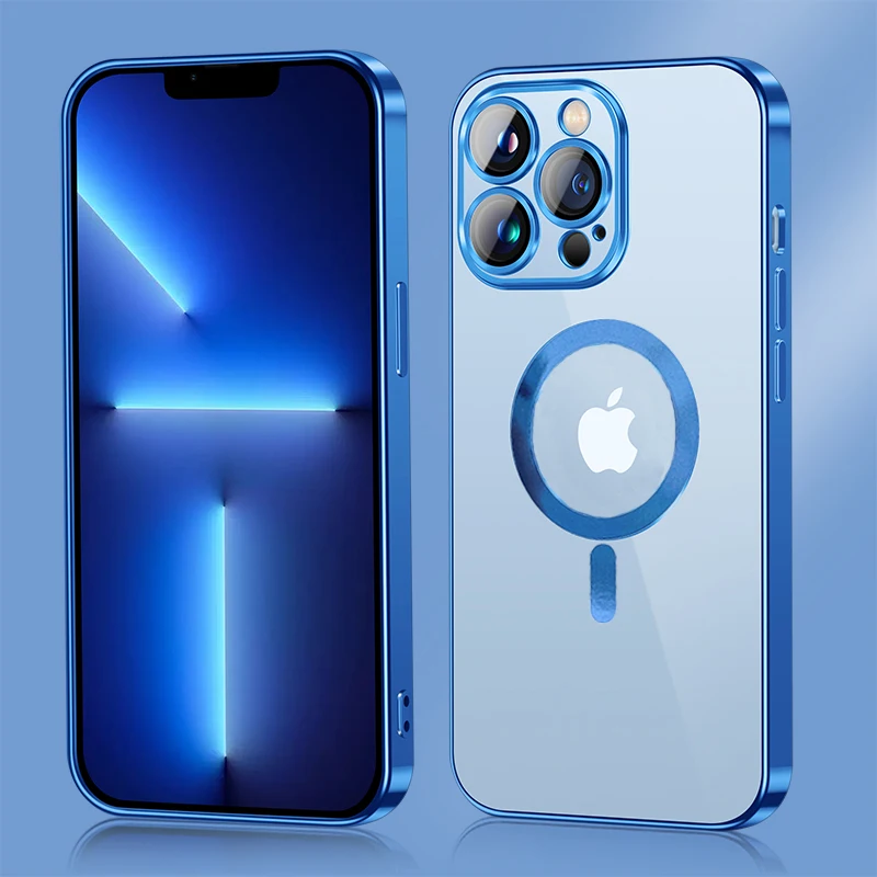 Luxury Plating Clear Magsafe Case For iPhone 13 12 11 Pro XS