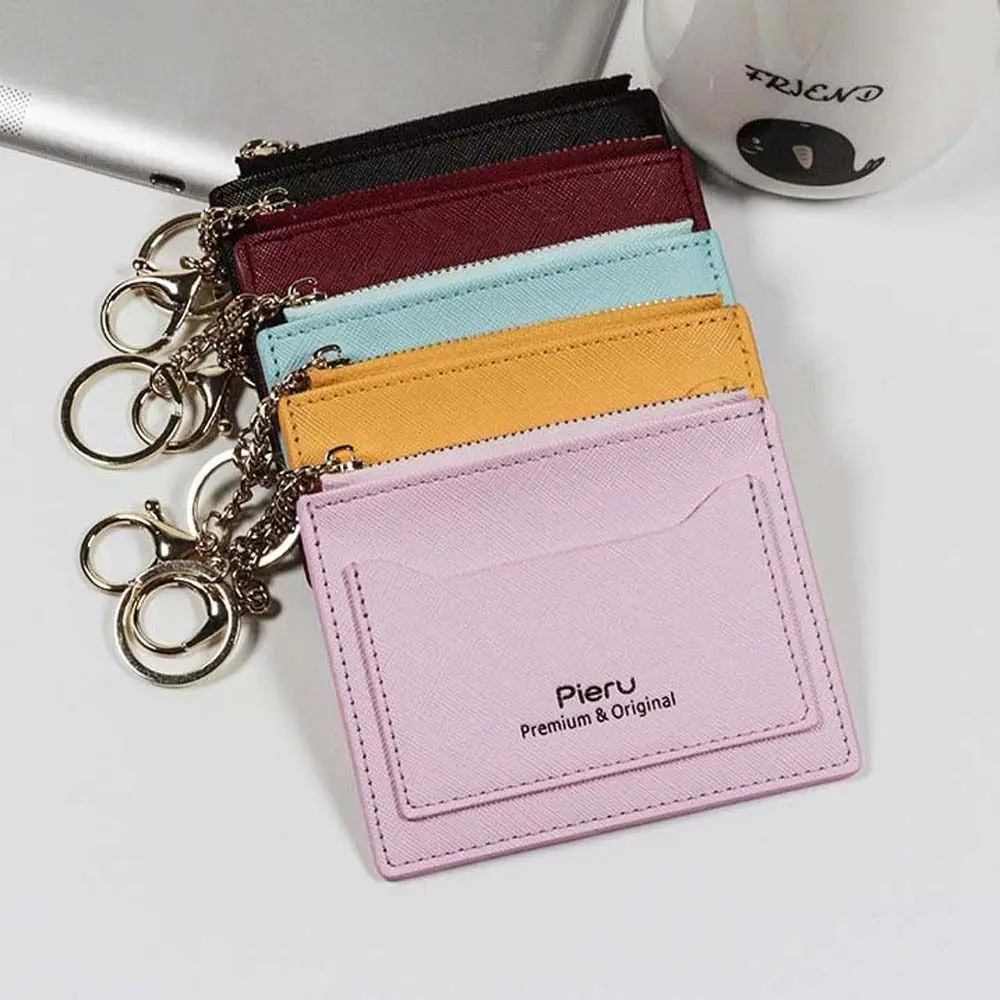 

Portable PU Purse Short Wallet Ultra Thin Money Bag Credit Card Card Holder Keychain Coin Purse Women Wallet