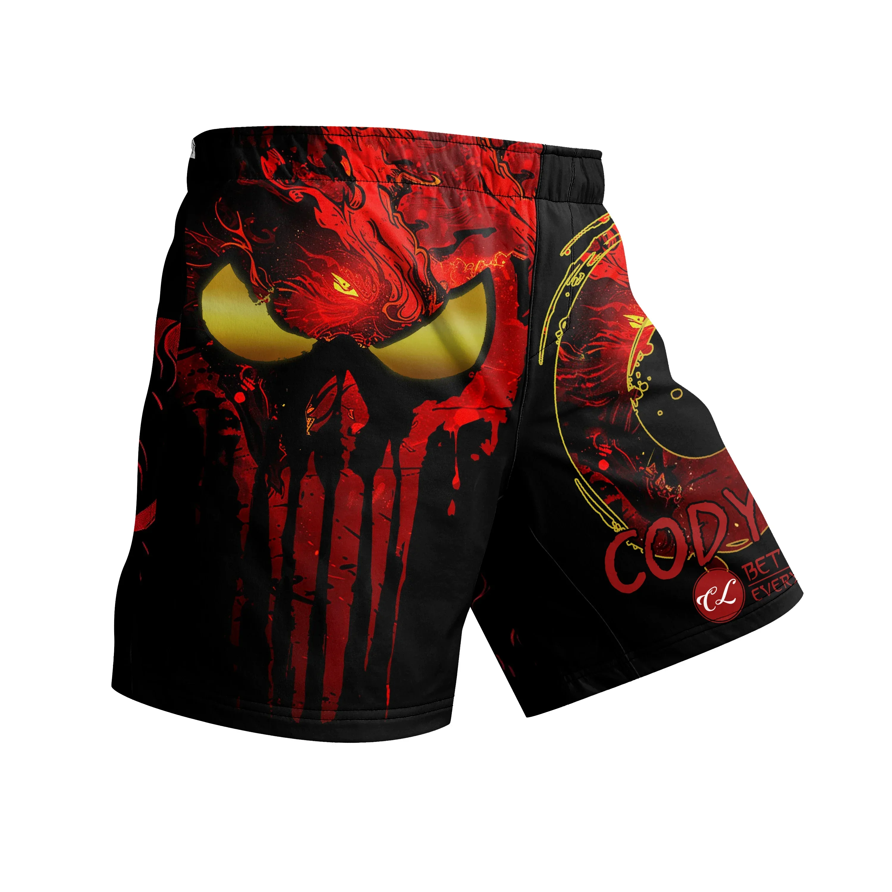 Cody Lundin Rubber Anti Slip Mma Jiu Jitsu Training Work Out Sublimation Print Muay Thai Short With Spandex Club Running Shorts