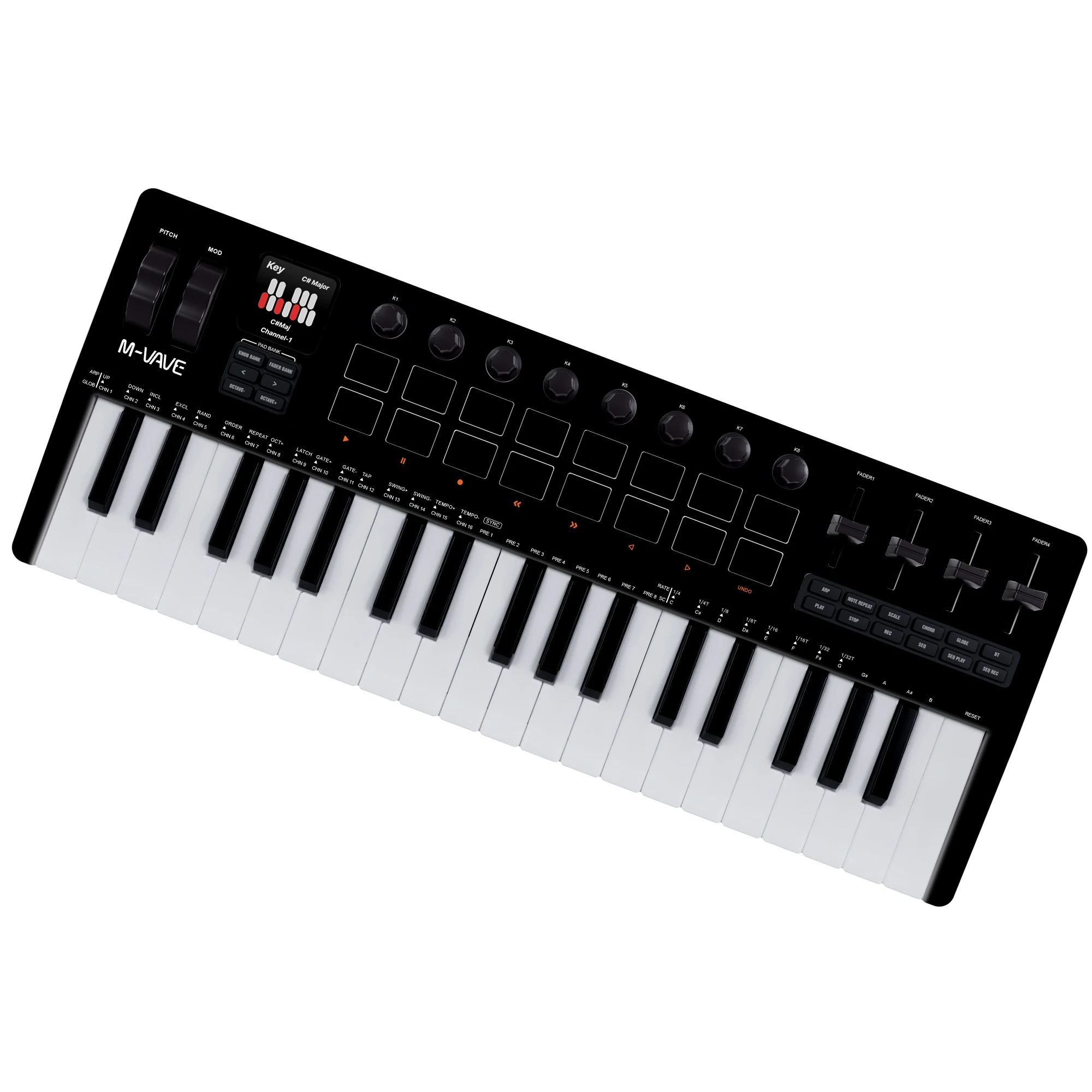 M-VAVE SMK-37 pro USB MIDI Controller 16 RGB Pads 8 Knobs Software