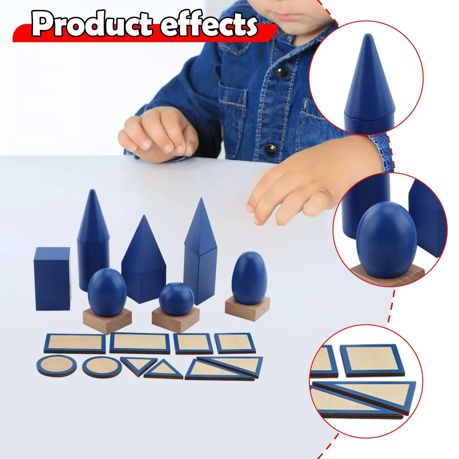 Geometric Solids Blocks Set with Bases Develop Hand Eye Coordination Gift Parent Child Interactive Toy for Kids GEO Blocks - 4