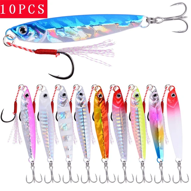 10PCS Casting Metal Jigs Fishing Lures Set 7G-60G Shore Cast