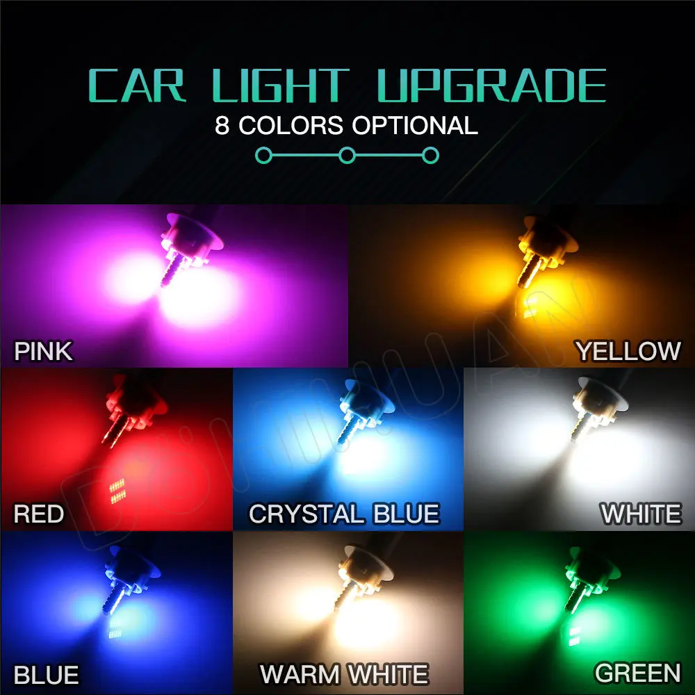 DOHIHUAN 2PCS C5W Led C10W Bulb T10 Festoon 31 mm 36mm 39mm 41mm 28mm 31mm W5W BA9S Signal Lamp 12V Red Blue Car Interior Light