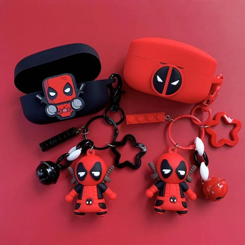 

Marvel Deadpool Earphone Case Cover For Sony WF-1000XM4/WF-1000XM5 Silicone Wireless Earbuds Protective Shell With Keychain