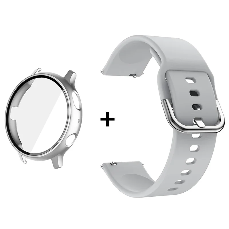 Premium Accessory Bundle: Glass Case, Strap, and Screen Protector with 20mm Watch Bands and PC+Bumper Cover