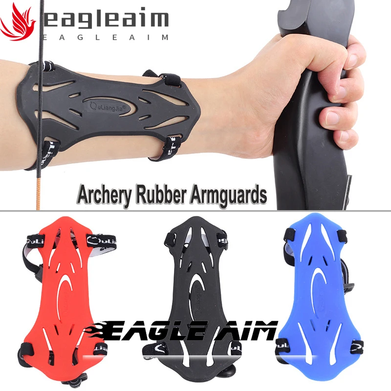 Rubber Archery Arm Guard Gear Two Adjustable Tab Recurve Bow Shooting