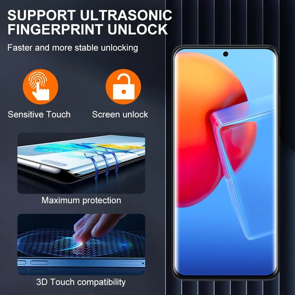 2/4Pcs 3D Curved Ultrasonic Fingerprint Tempered Glass For Xiaomi 12 Pro 12X 12S Screen Protector Film