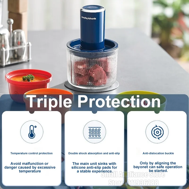 Morphy Richards 전기 고기 연마기 푸드 프로세서 다지기, 4 그릇 주방 기계, 야채 다지기 메이커, 가정용 연마기