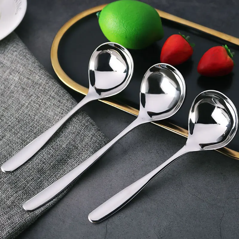 TangFuRen Soup Spoon Large Sus 304 Stainless Steel Soup Ladle Deeper Heavy Solid Long Handle Big Spoon Family Hotel Hot Pot Spoon