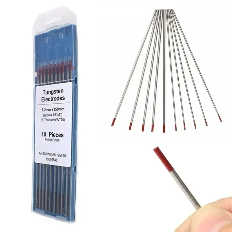 10pcs/Kit WT20 TIG Welding Thoriated Tungsten Electrode Rods High Conductivity For TIG Welding Replace Accessories