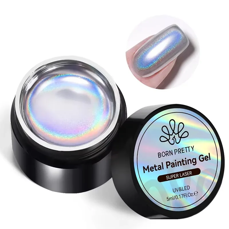 BORN PRETTY Super Holographic Metallic Nail Gel Polish – Gold & Silver, 5ml