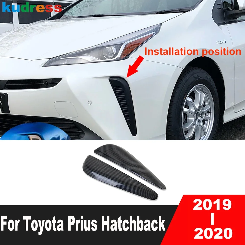 

For Toyota Prius 2019 2020 Hatchback Carbon Fiber Car Front Fog Light Lamp Eyebrow Cover Trim Foglight Eyelid Trims Accessories