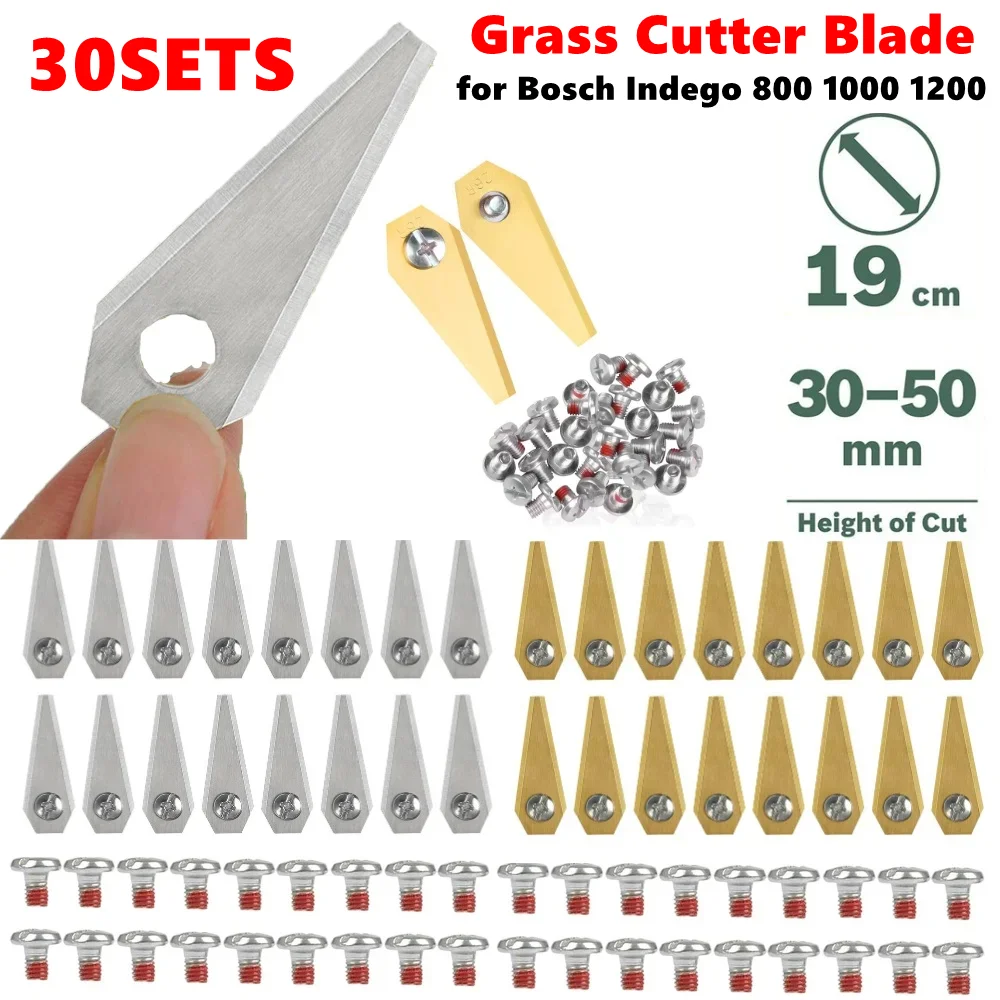 30set/18set Automatic Moving Machine Blade Anti-rust Lawn Mower Blade Stainless Steel Titanium Plating for Bosch Indego Lanmower