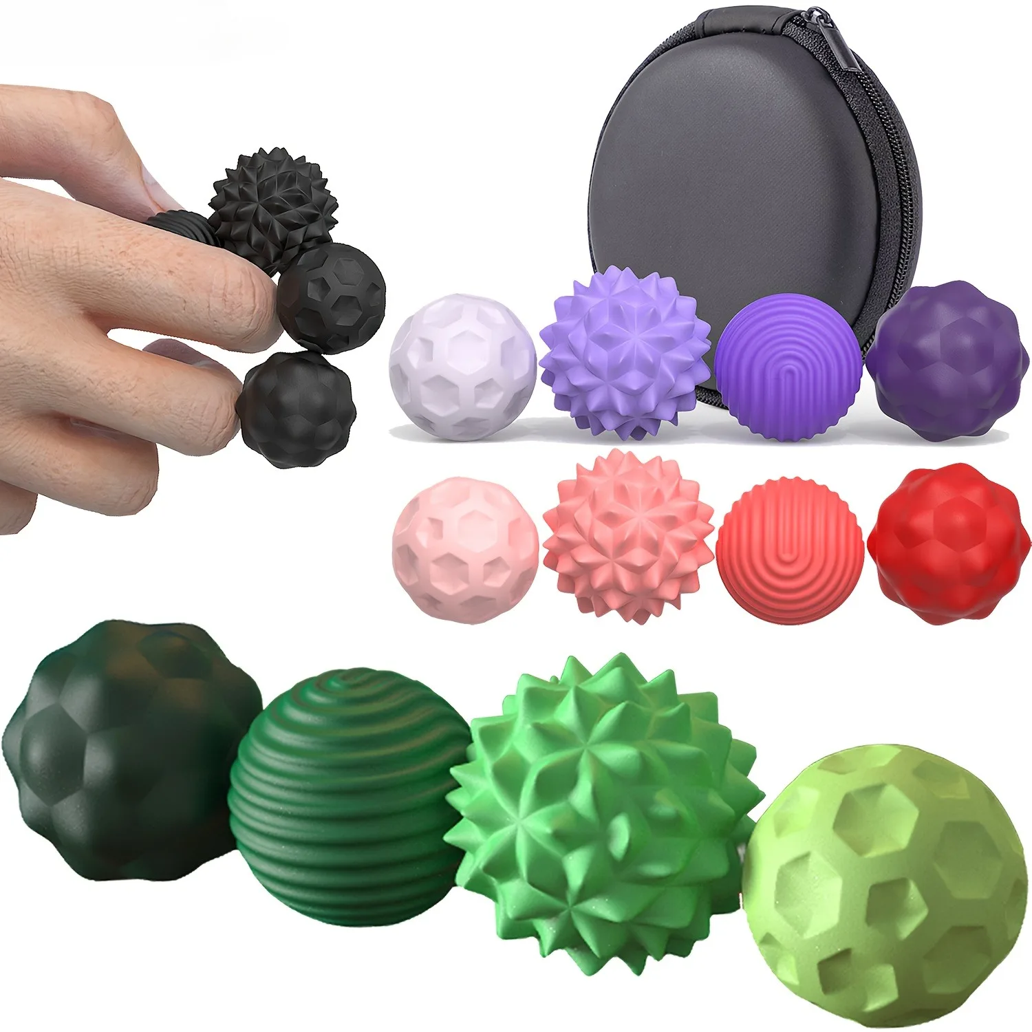 Magnetic Sensory Silicone Ball Hand Touch Ball Soft Massage Training Raised Point Waist and Back Foot Massage 4/8 pieces 3448020 fidget toy,sensory fidget toy,anti stress toy,finger sensory toy