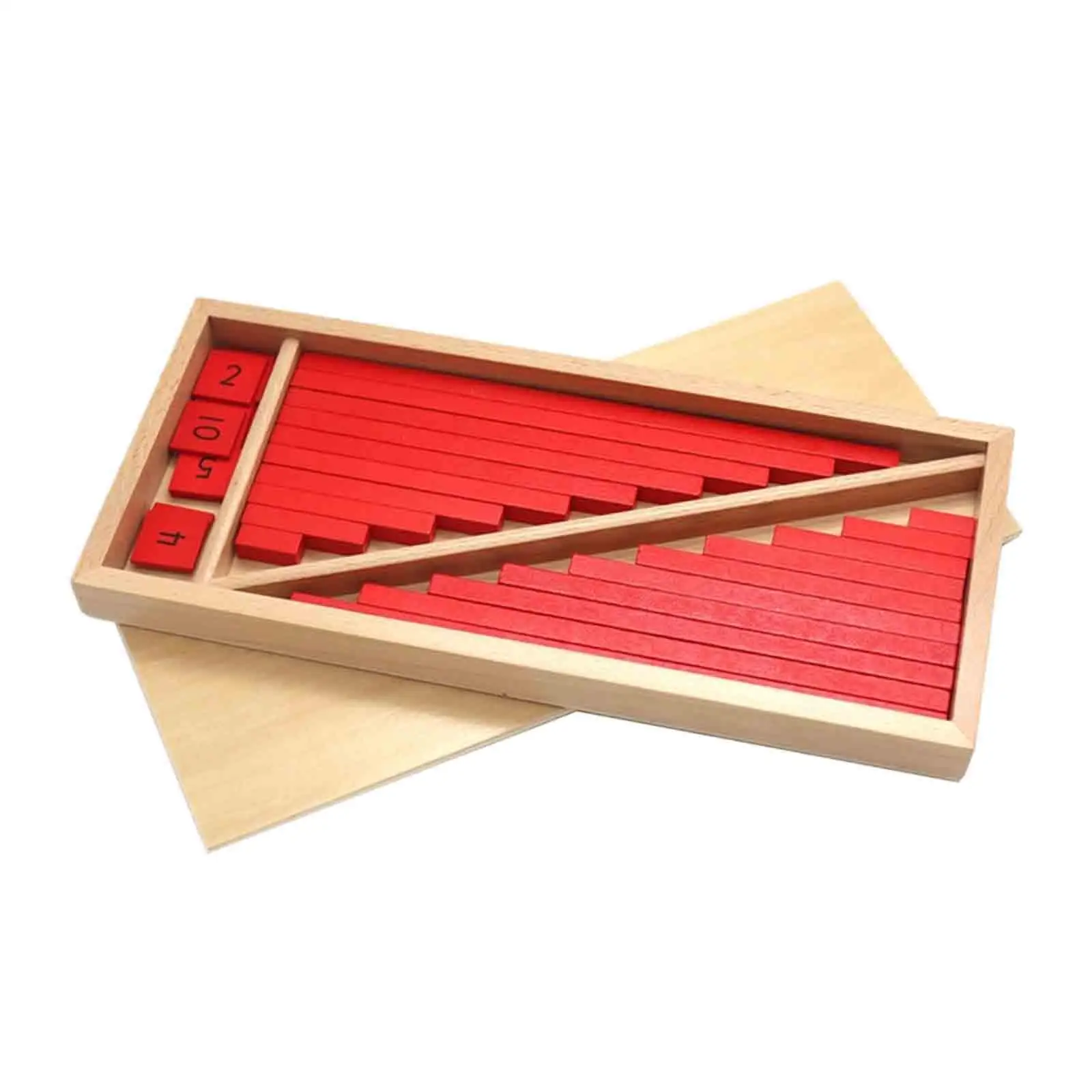 Montessori Numerical Rods with Number Tiles Teaching Aids with Storage Tray for Early Childhood Preschool Children Kindergarten