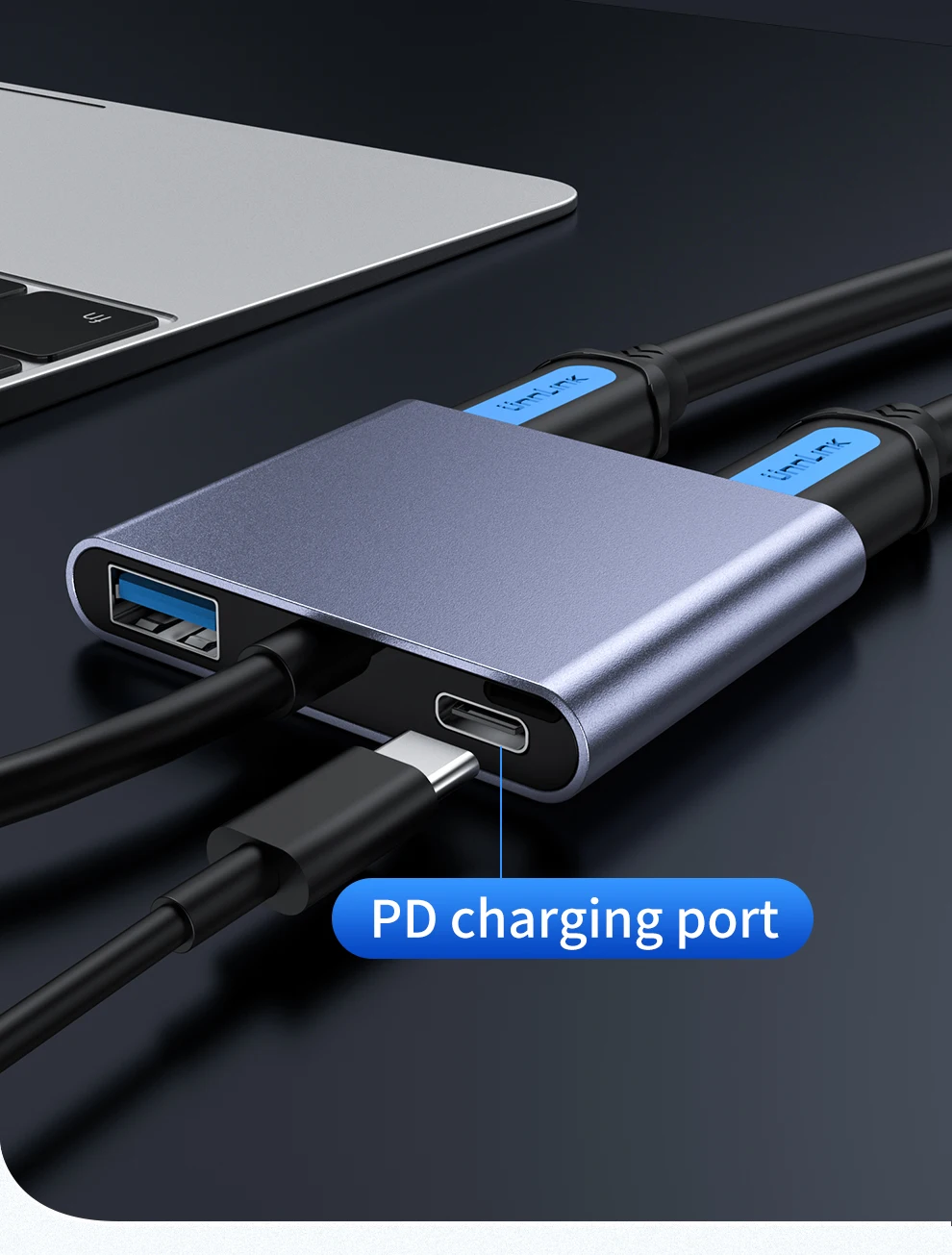 HDMI, USB 3.0, Conversor PD 87W, Adaptador