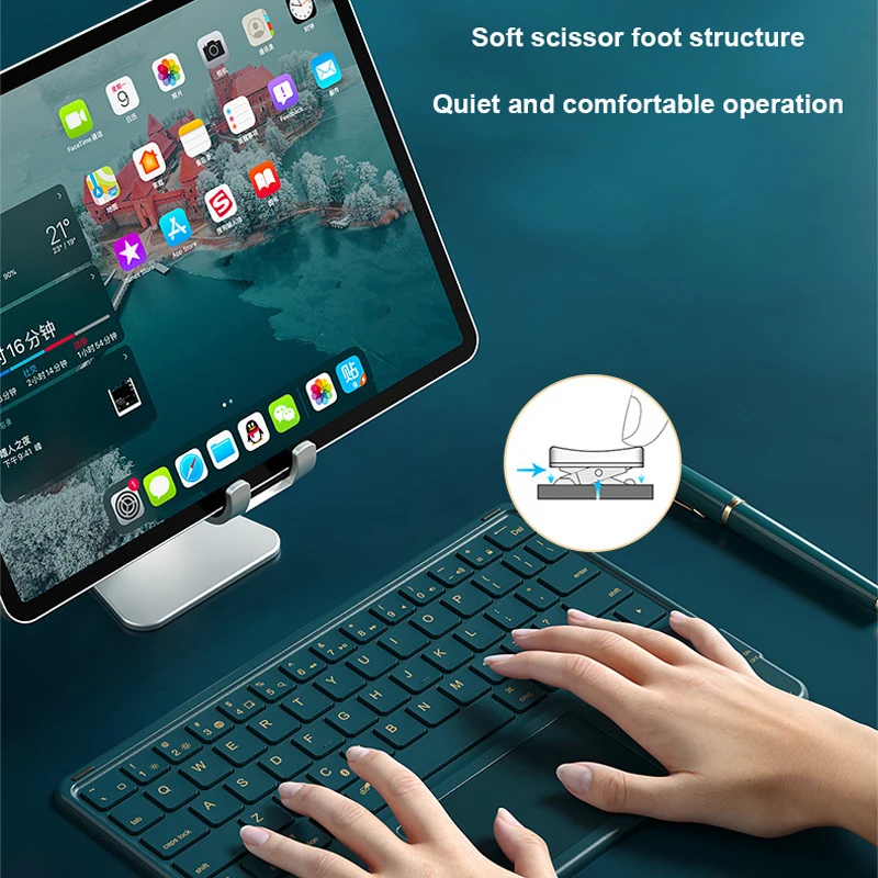 Teclado sem Fio Bluetooth Touch Tablet Android Ios Windows pc Gamer Ipad Mouse ar para Xiaomi - Imagem 2