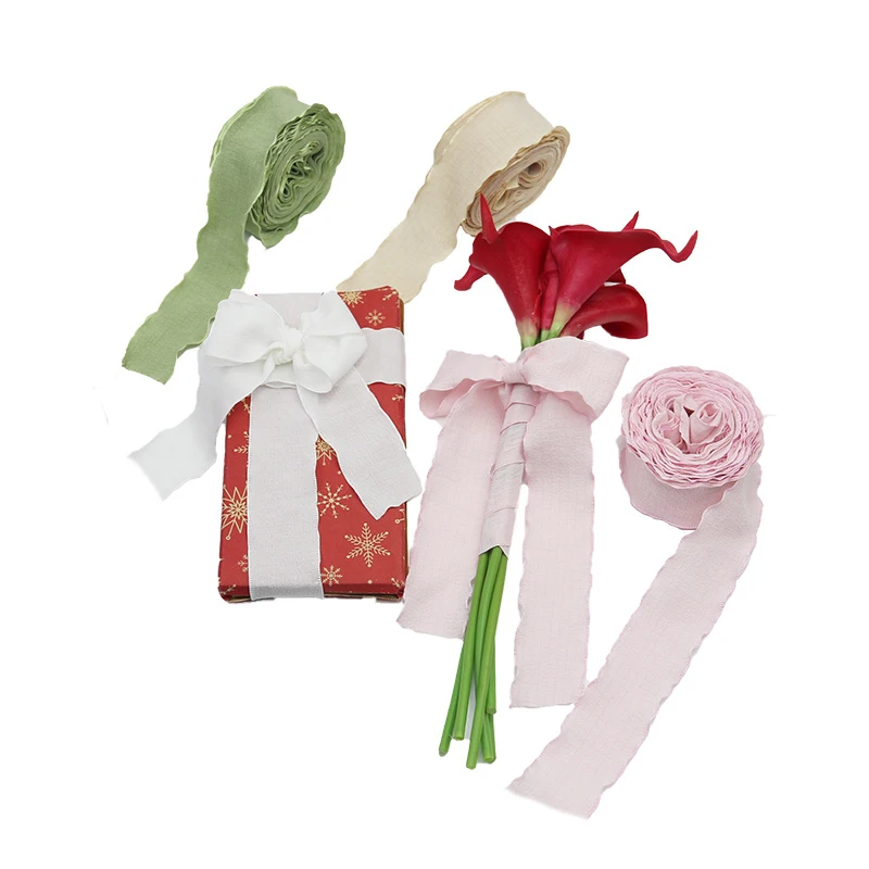 9m/roll 4cm Lotus Leaf Pleated Edge Ribbon Wave Fish Tail Ribbon Party Decoration Hair Accessories Bow Flower Gift Packaging