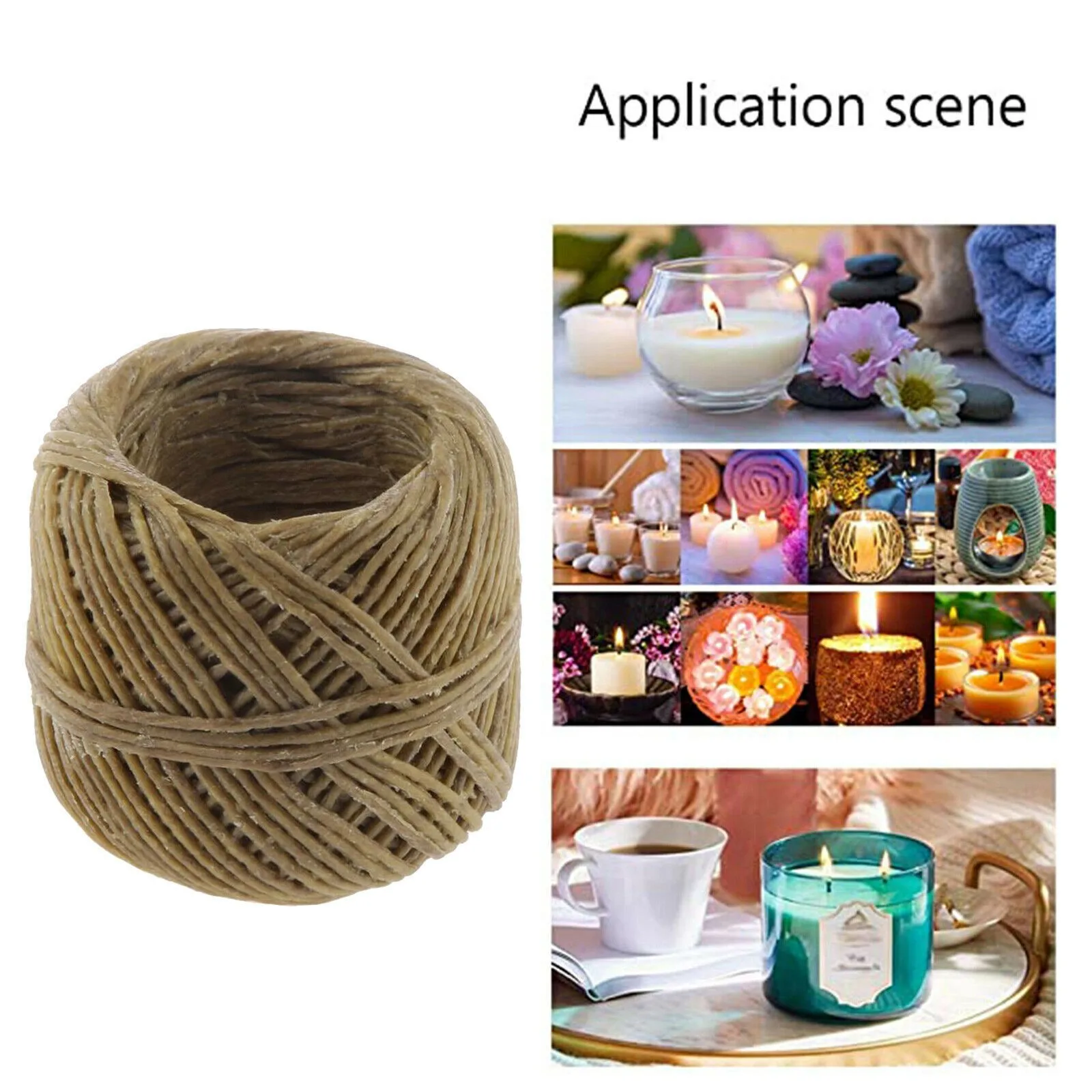 Description Picture 2 of item10m 1 Roll Beeswax Wicks Candle Accessory Organic Hemps Lampwick Well Coated Natural Beeswax For DIY Crafts Candle Stick Making