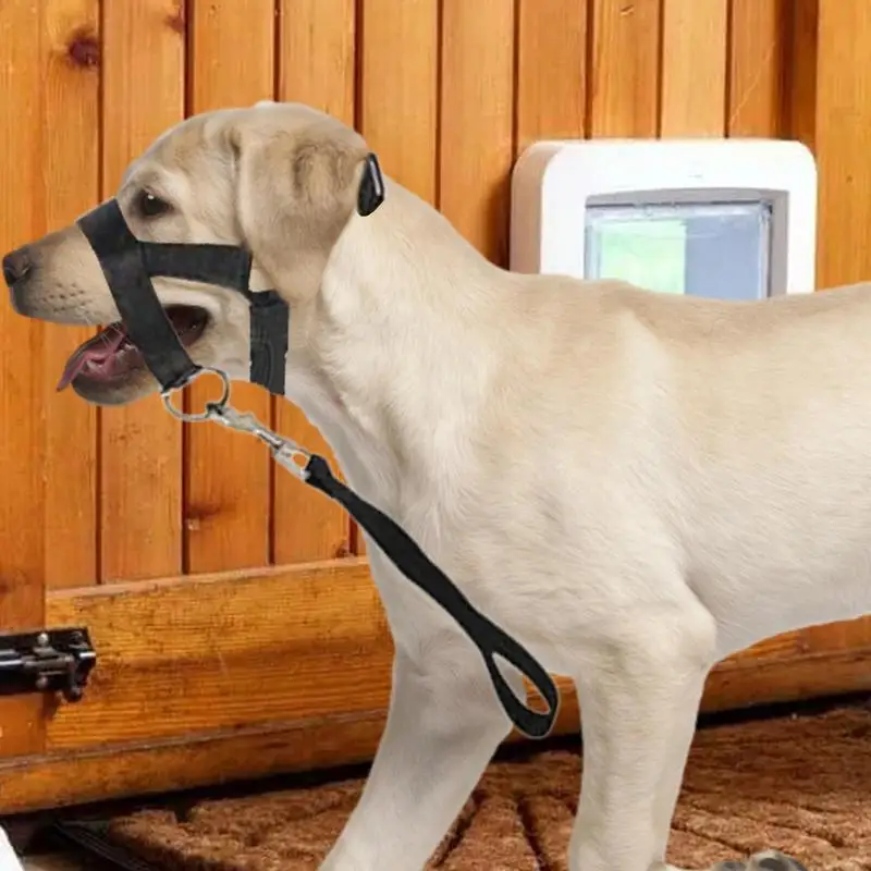Training Harness Dog Muzzle Adjustable Halter Training Head Collar Adjustable Soft Leader Harness Anti Barking Breathable Pets