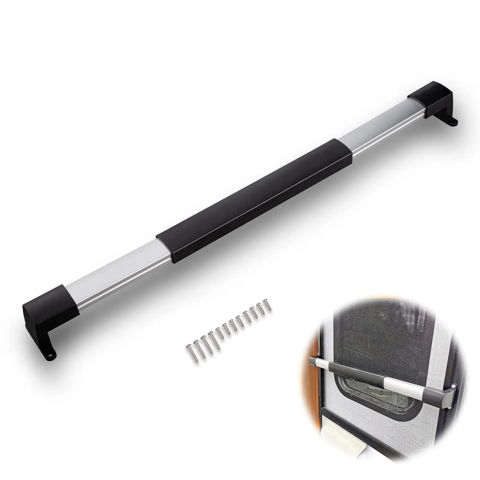 RV Screen Door Handle Grab Bar Adjustable From 21-5/8 Inch To 28-5/8 Inch Sturdy And Secure Non-Slip Grip rv door assist handle