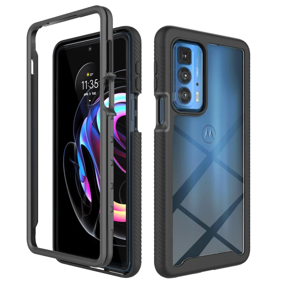 Rugged Armor Shockproof Case with TPU Frame and Transparent Back Cover