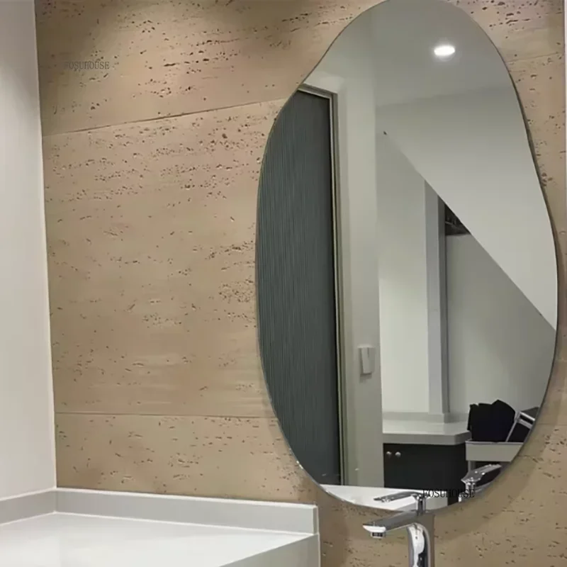 กระจกห้องน้ำอัจฉริยะทรงฝรั่งเศส รูปทรงอิสระ พร้อมไฟ LED ติดผนัง สำหรับอ่างล้างหน้า กระจกแต่งตัว ดีไซน์ทันสมัย ความคมชัดสูง รุ่น E 1