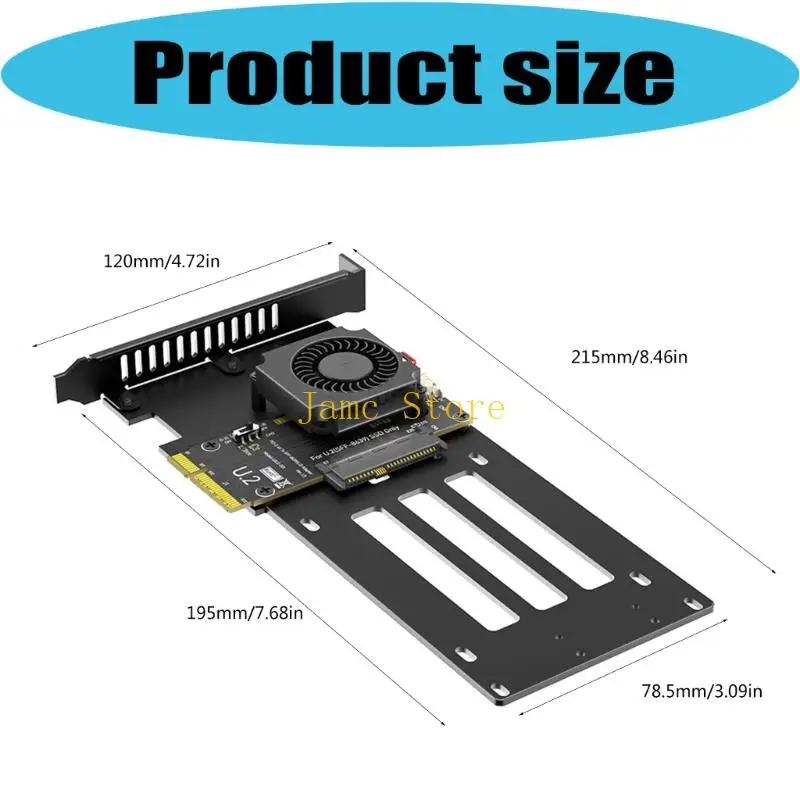 LX0B PCIe 5.0X4 U.2 SFF 8639 확장 카드(빠른 속도 드라이브 지원을 위한 활성 냉각 팬 포함)