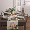 Easter Tulip Flowers Linen Table Runners Dresser Scarves Table Decor Spring Farmhouse Dining Table Runners Wedding Decorations 5